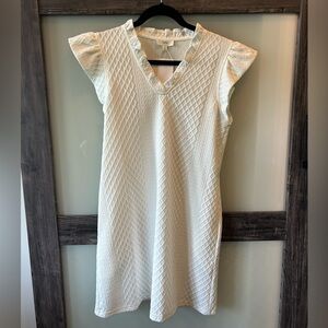 Chic Ivory Diamond-Patterned Mini Dress